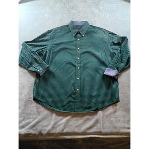 Nautica Shirt Mens XL Green Check Classic Fit Button Down Long Sleeve Casual